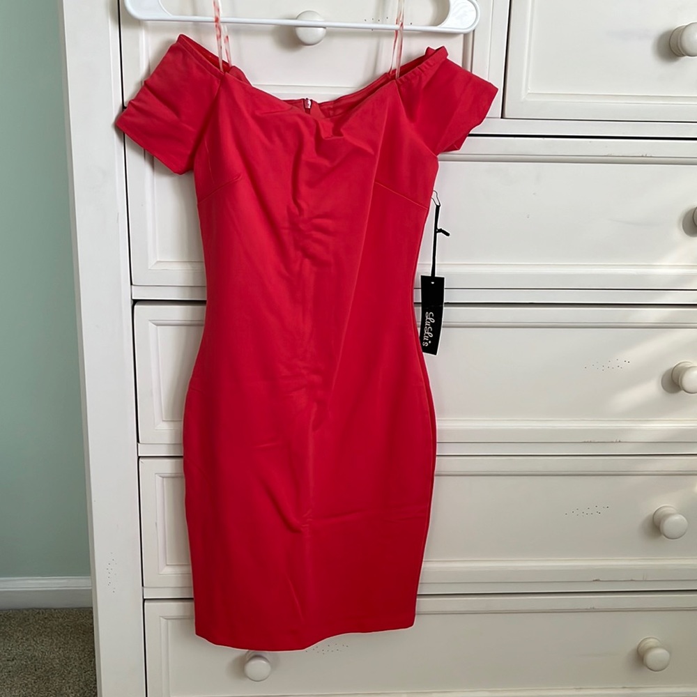 Lulu’s off the shoulder coral orange dress XS